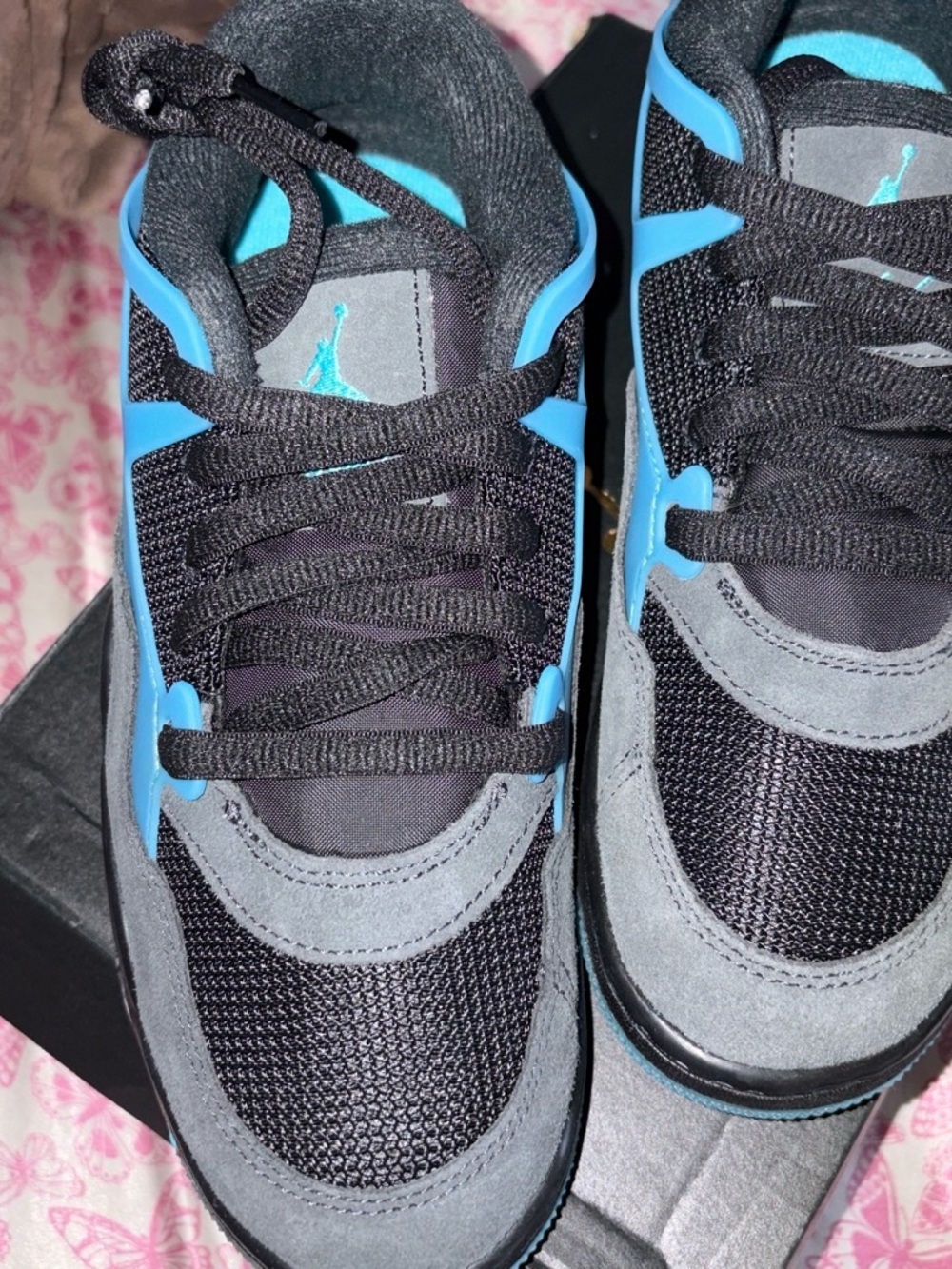 Jordan Kids Black & Light Blue Sneakers